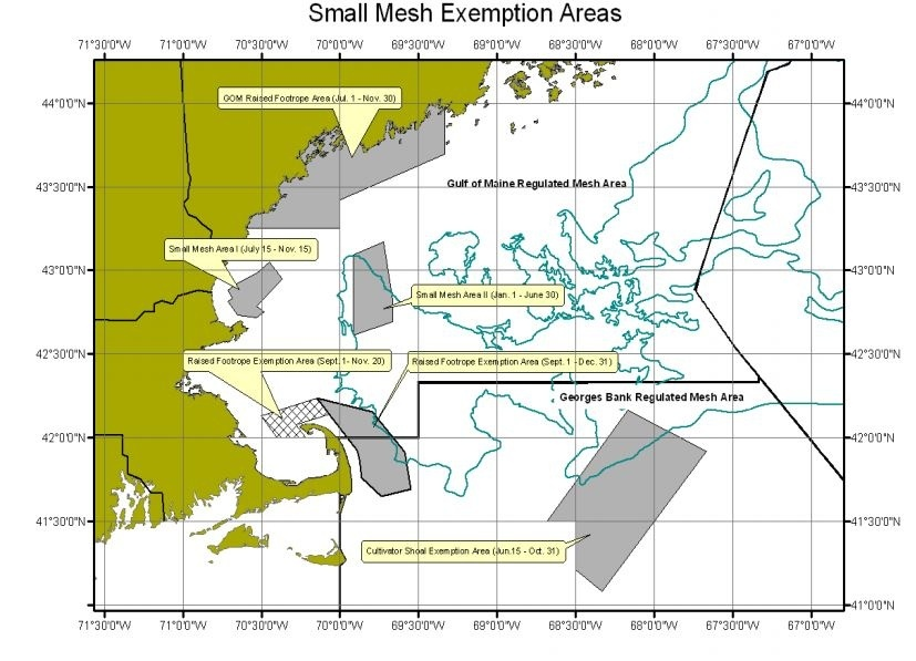 Small mesh exemption areas map