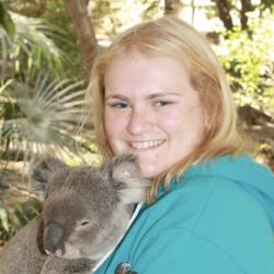 Pasha Feinberg holding a koala.